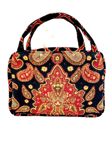 Toiletries Case in Black, Red and Ivory Medallion Tapestries