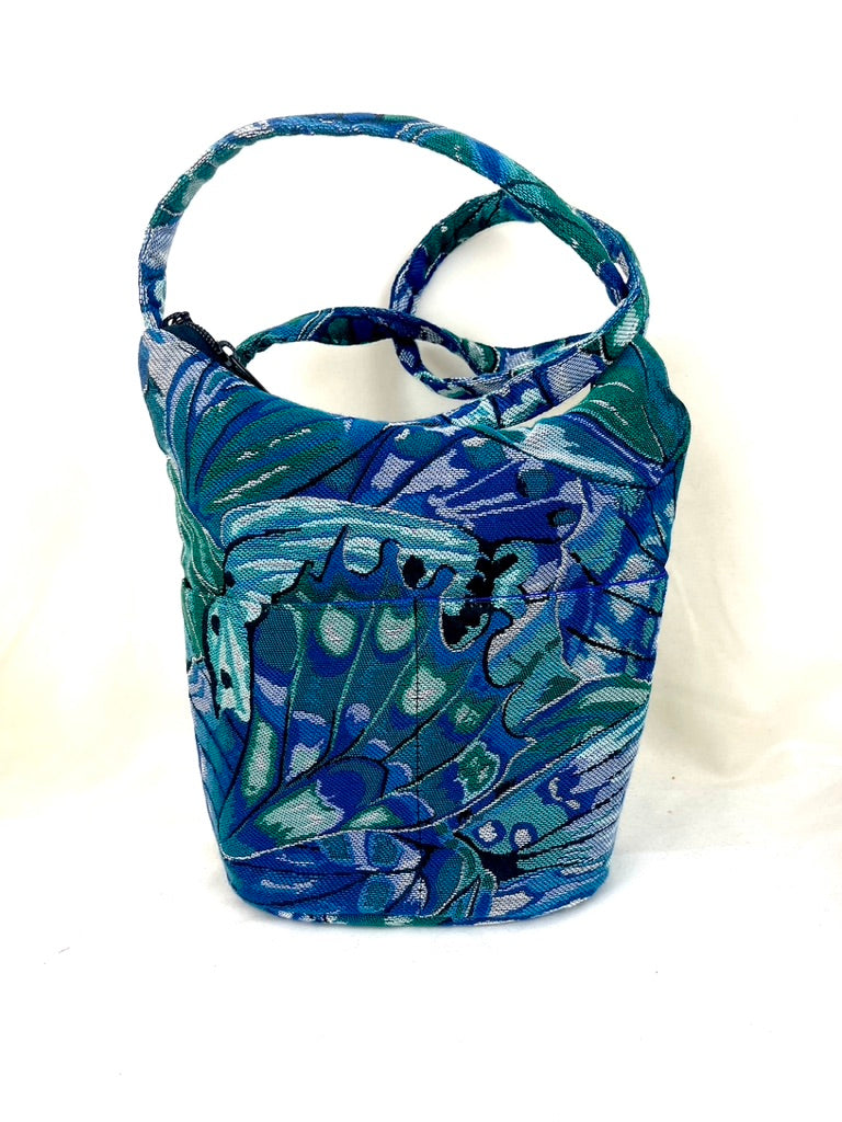 Bucket Purse in Blue Butterfly Wing Tapestry