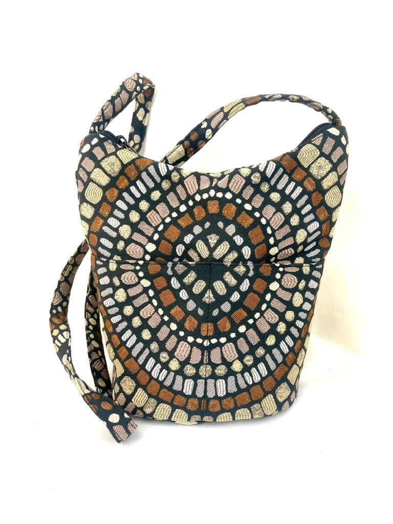 Bucket Purse in Earthen Mandala Tapestry