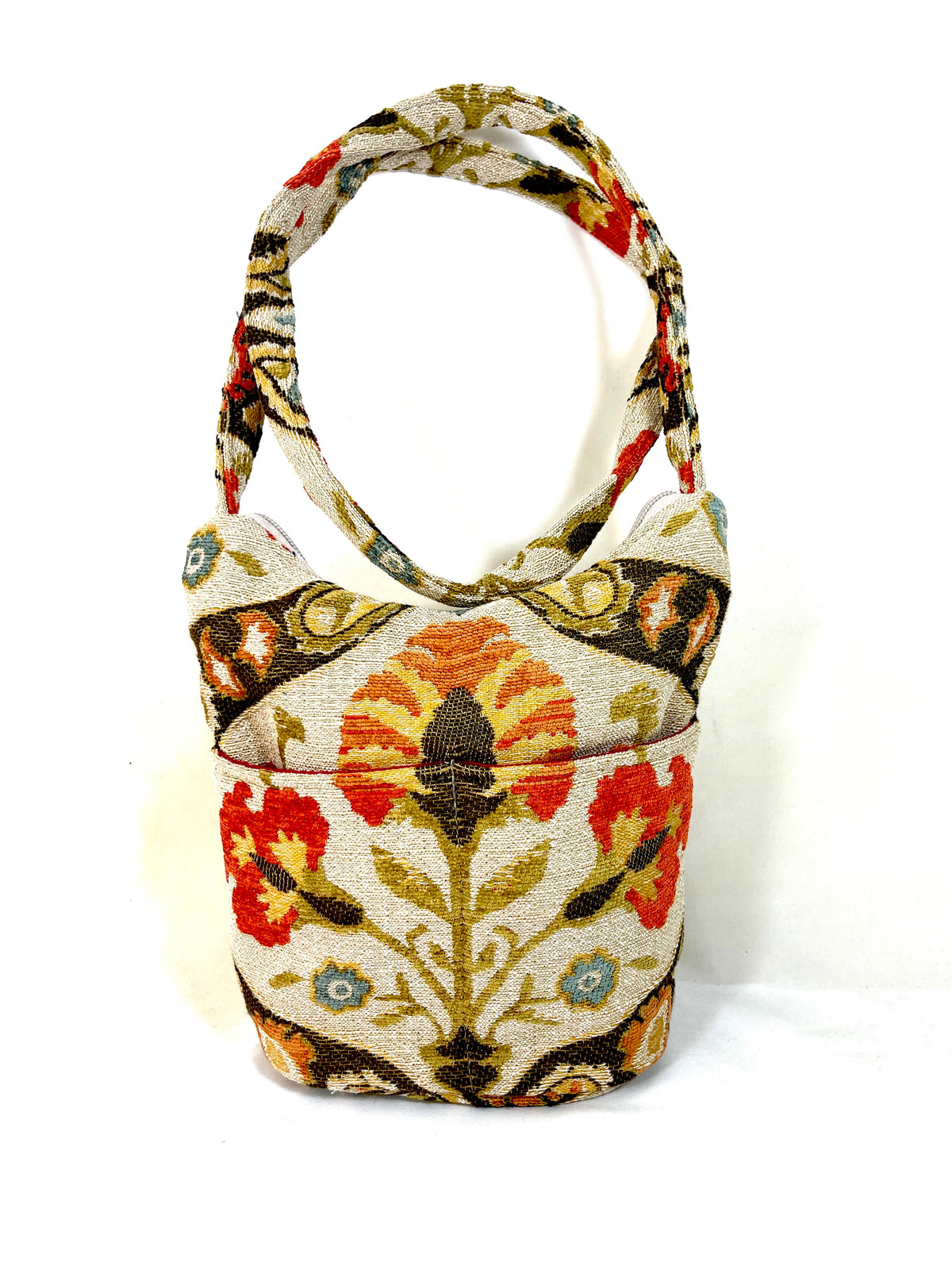 Bucket Purse in ivory Floral Tapestry