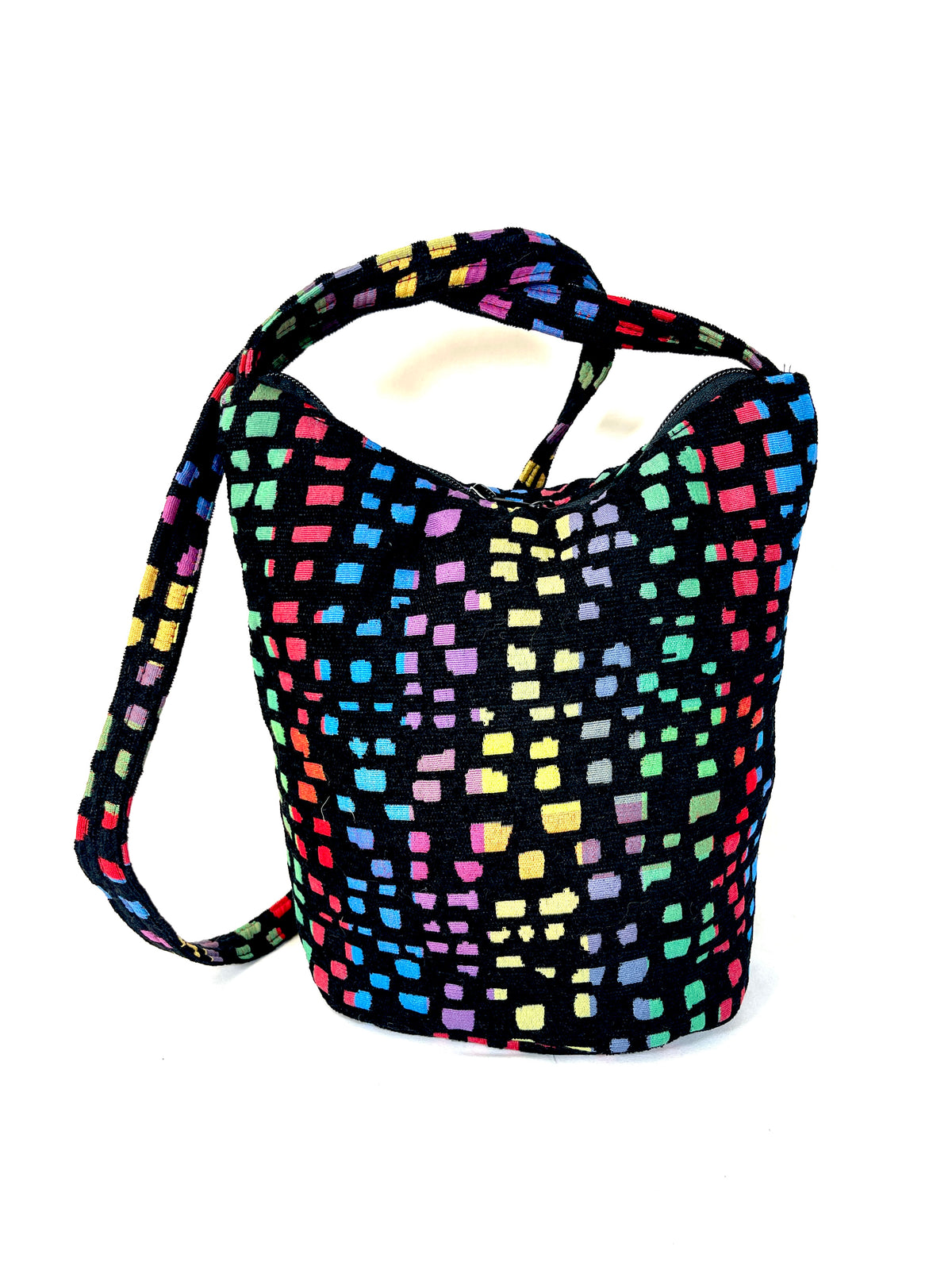 Bucket Purse in Rainbow Mosaic Chenille