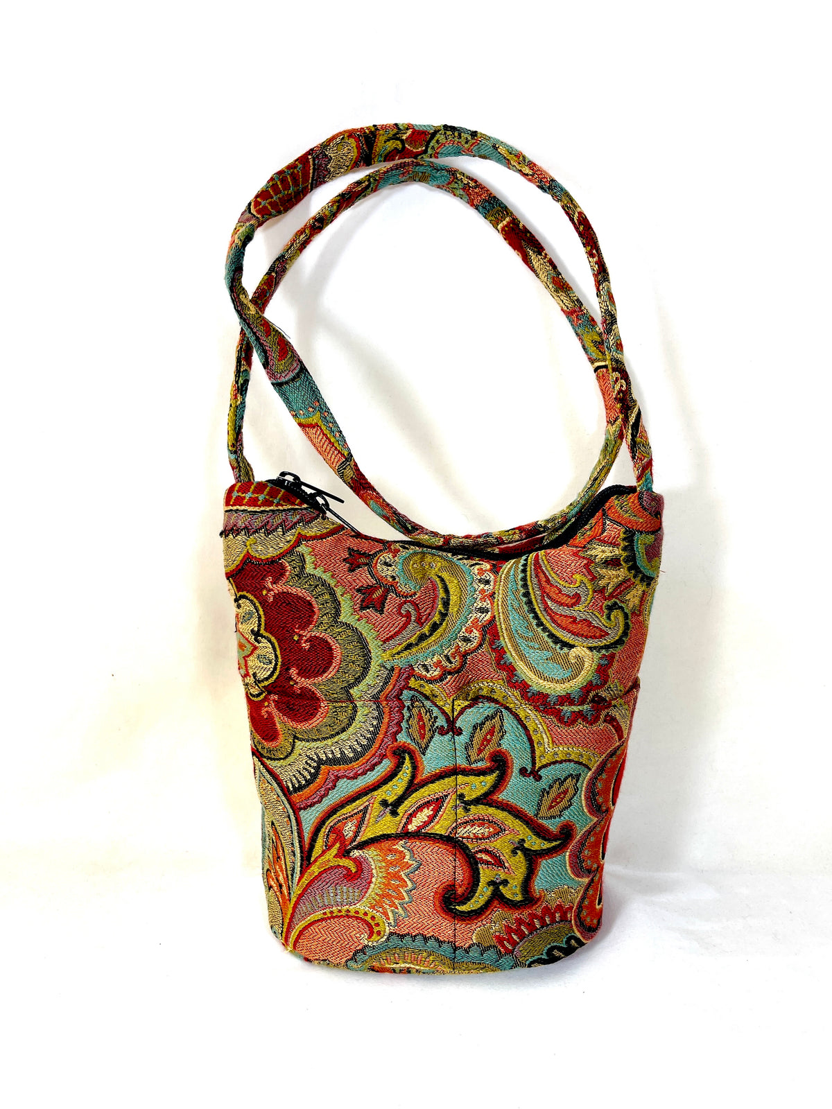 Bucket Purse in Botanical Arabesque Tapestry