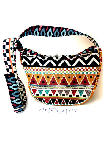 Hobo Bag in Bright Geometric Jacquard