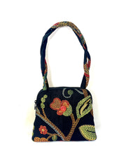 Evita Grande Bag in Black Tapestry, Mandala Flower