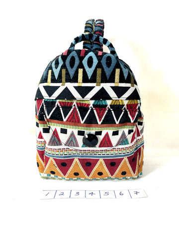 Backpack, Small, in Banded Geometric Tapestry