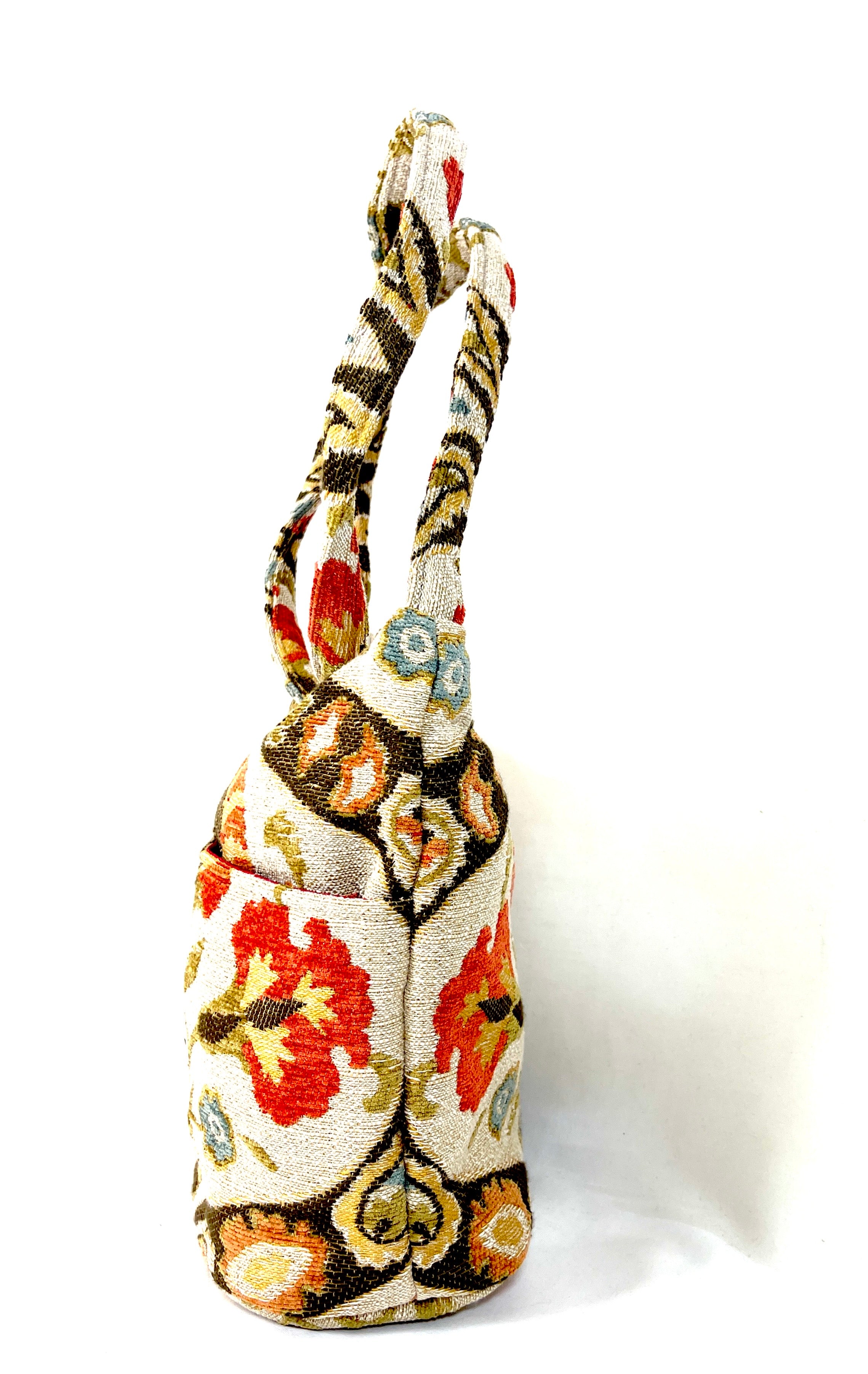 Bucket Purse in ivory Floral Tapestry
