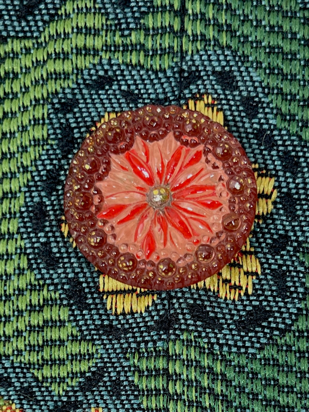 Evita Grande Bag in Black Floral Tapestry, Poppy Flower